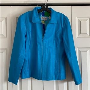 Powder Blue leather Jacket